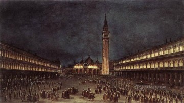  Marc Arte - Procesión nocturna en Piazza San Marco Escuela veneciana Francesco Guardi